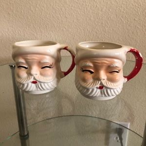 Vintage Santa Winking Mugs Christmas Cute!